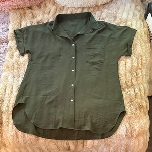 Olive Green Women's Button-Up Top